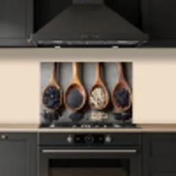 Houten - Lepels - Rijst - Zaden keuken achterwand spatscherm klein -sfeer1