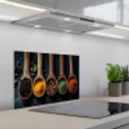 Houten - Lepels - Specerijen - Kruiden keuken achterwand spatscherm klein -3d_schuin