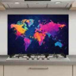 Wereldkaart - Kleurrijk - Graffiti keuken achterwand spatscherm klein -3d_website
