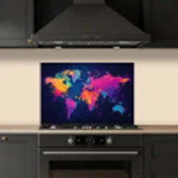 Wereldkaart - Kleurrijk - Graffiti keuken achterwand spatscherm klein -sfeer1