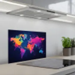 Wereldkaart - Kleurrijk - Graffiti keuken achterwand spatscherm klein -3d_schuin