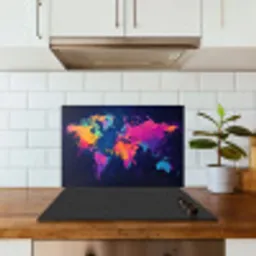 Wereldkaart - Kleurrijk - Graffiti keuken achterwand spatscherm klein -sfeer2