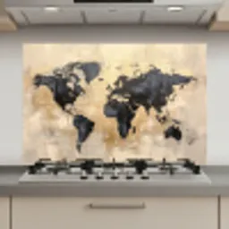 Wereldkaart - Goud - Zwart - Abstract keuken achterwand spatscherm klein -3d_website