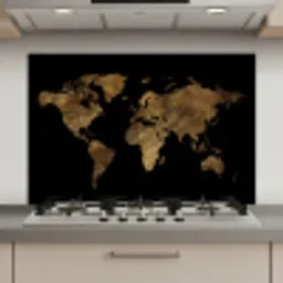 Wereldkaart - Goud - Luxe - Aarde - Zwart keuken achterwand spatscherm klein -3d_website