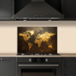 Wereldkaart - Goud - Roest keuken achterwand spatscherm klein -sfeer1