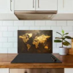 Wereldkaart - Goud - Roest keuken achterwand spatscherm klein -sfeer2