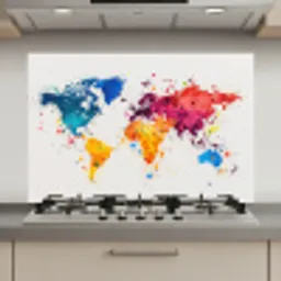 Wereldkaart - Graffiti - Kleurrijk keuken achterwand spatscherm klein -3d_website