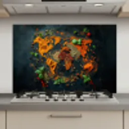 Wereldkaart - Kruiden - Levendige kleuren keuken achterwand spatscherm klein -3d_website