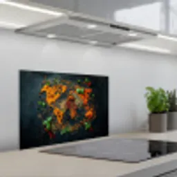 Wereldkaart - Kruiden - Levendige kleuren keuken achterwand spatscherm klein -3d_schuin