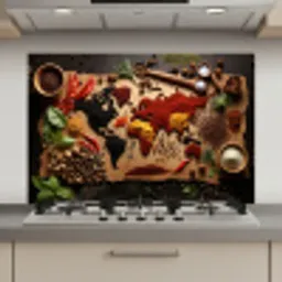 Wereldkaart van Kruiden keuken achterwand spatscherm klein -3d_website