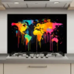 Wereldkaart - Verf - Kleurrijk - Graffiti - Wereld keuken achterwand spatscherm klein -3d_website