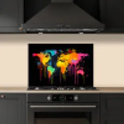 Wereldkaart - Verf - Kleurrijk - Graffiti - Wereld keuken achterwand spatscherm klein -sfeer1