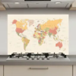 Wereldkaart - Realistisch - Beige keuken achterwand spatscherm klein -3d_website