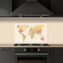 Wereldkaart - Realistisch - Beige keuken achterwand spatscherm klein -sfeer1