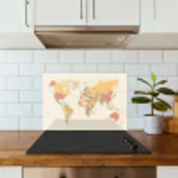 Wereldkaart - Realistisch - Beige keuken achterwand spatscherm klein -sfeer2