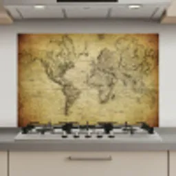 Wereldkaart - Vintage - Antiek - Bruin - Papier keuken achterwand spatscherm klein -3d_website