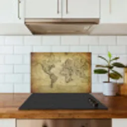 Wereldkaart - Vintage - Antiek - Bruin - Papier keuken achterwand spatscherm klein -sfeer2