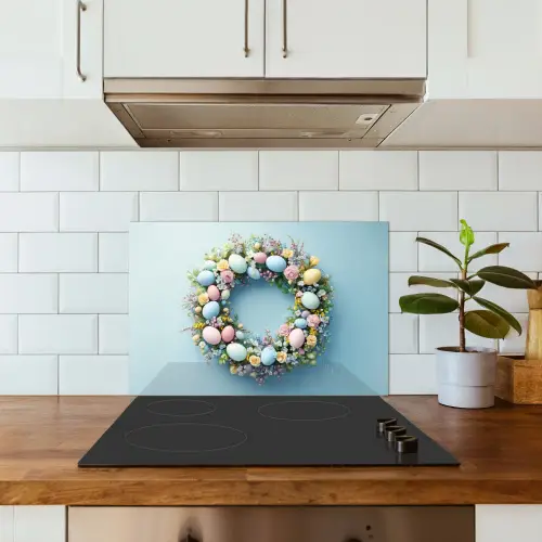 Krans - Eieren - Bloemen keuken achterwand spatscherm klein -sfeer2