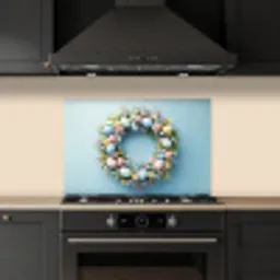 Krans - Eieren - Bloemen keuken achterwand spatscherm klein -sfeer1