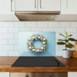Krans - Eieren - Bloemen keuken achterwand spatscherm klein -sfeer2