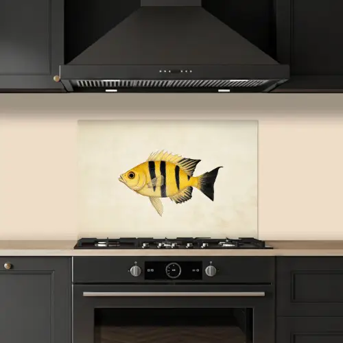 Geel - Vis - Strepen - Tropisch keuken achterwand spatscherm klein -sfeer1