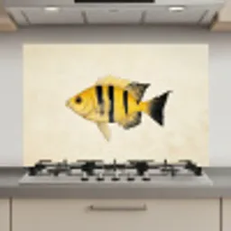 Geel - Vis - Strepen - Tropisch keuken achterwand spatscherm klein -3d_website