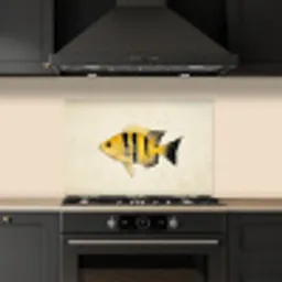 Geel - Vis - Strepen - Tropisch keuken achterwand spatscherm klein -sfeer1
