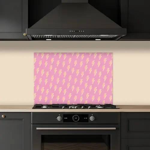 Geel - Bliksem - Roze keuken achterwand spatscherm klein 900 -sfeer1