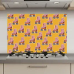 Geel - Rolschaatsen - Patroon keuken achterwand spatscherm klein 900 -3d_website
