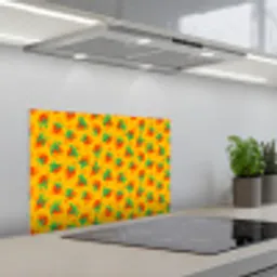 Geel - Aardbei - Patroon keuken achterwand spatscherm klein 900 -3d_schuin
