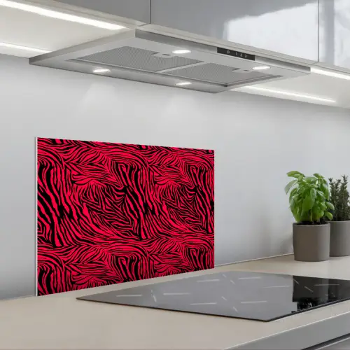 Zebra - Zwart - Roze - Neon keuken achterwand spatscherm klein 900 -3d_schuin