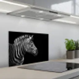 Zebra - Zwart - Wit - Portret - Dieren keuken achterwand spatscherm klein -3d_schuin