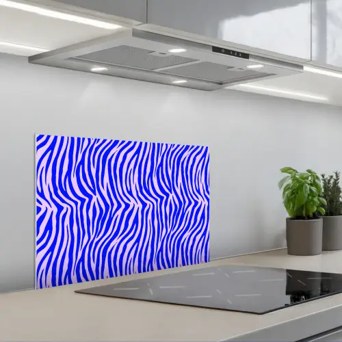 Zebra - Blauw - Paars - Pastel keuken achterwand spatscherm klein 900 -3d_schuin