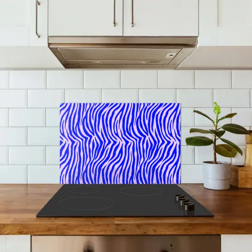 Zebra - Blauw - Paars - Pastel keuken achterwand spatscherm klein 900 -sfeer2