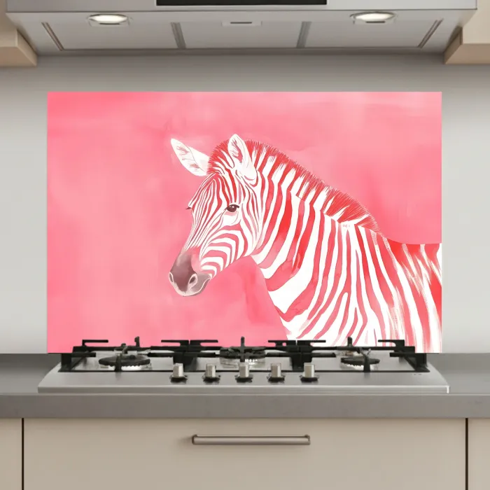 Zebra - Pink - Verf keuken achterwand spatscherm klein -3d_website