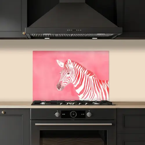 Zebra - Pink - Verf keuken achterwand spatscherm klein -sfeer1
