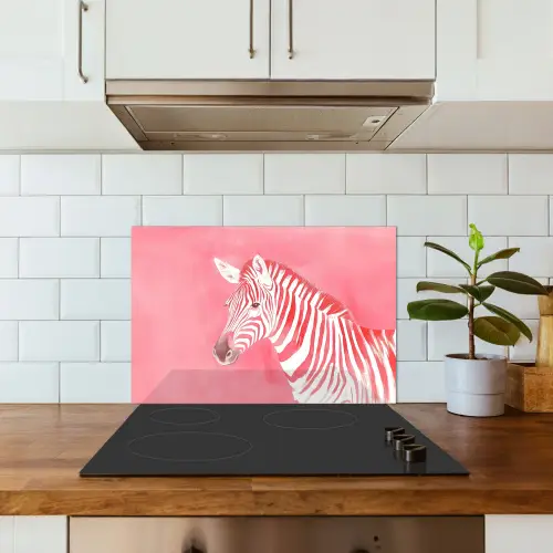 Zebra - Pink - Verf keuken achterwand spatscherm klein -sfeer2