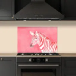 Zebra - Pink - Verf keuken achterwand spatscherm klein -sfeer1