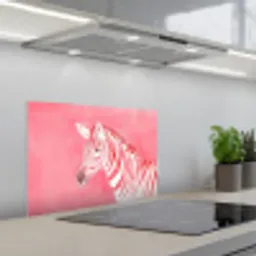 Zebra - Pink - Verf keuken achterwand spatscherm klein -3d_schuin