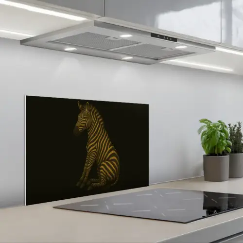 Zebra - Strepen - Goud keuken achterwand spatscherm klein -3d_schuin