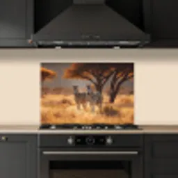 Zebra's - Savannelandschap - Gras keuken achterwand spatscherm klein -sfeer1