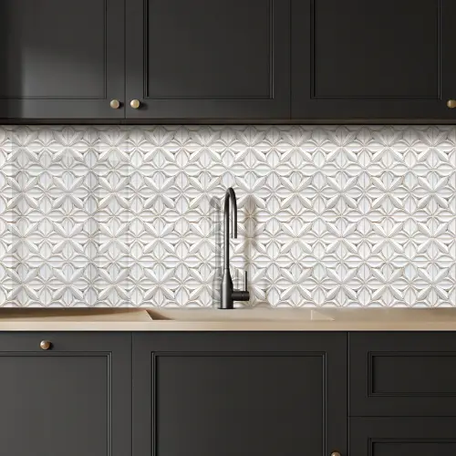 3D - Tegel - Bloem - Reliëf - Wit keuken achterwand 2 middel 871 -sfeer1