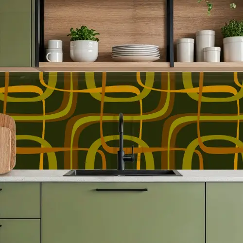 Jaren 70 - Retro - Groen keuken achterwand 2 middel 871 -sfeer3