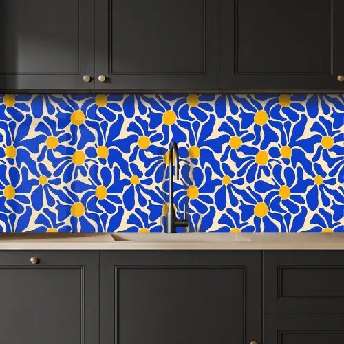 Abstract - Bloem - Blauw keuken achterwand 2 middel 871 -sfeer1