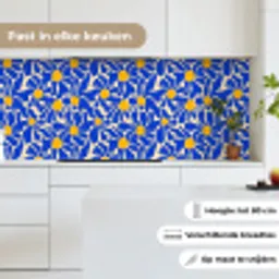 Abstract - Bloem - Blauw keuken achterwand 2 middel 871 -sfeer4_NL