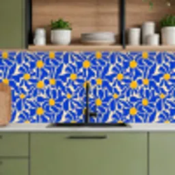 Abstract - Bloem - Blauw keuken achterwand 2 middel 871 -sfeer3
