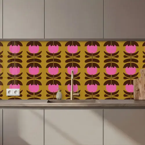 Abstract - Bloemen - Roze keuken achterwand 2 middel 871 zz_3dshopping
