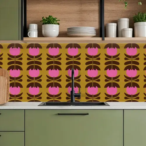 Abstract - Bloemen - Roze keuken achterwand 2 middel 871 -sfeer3