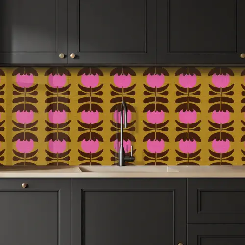 Abstract - Bloemen - Roze keuken achterwand 2 middel 871 -sfeer1