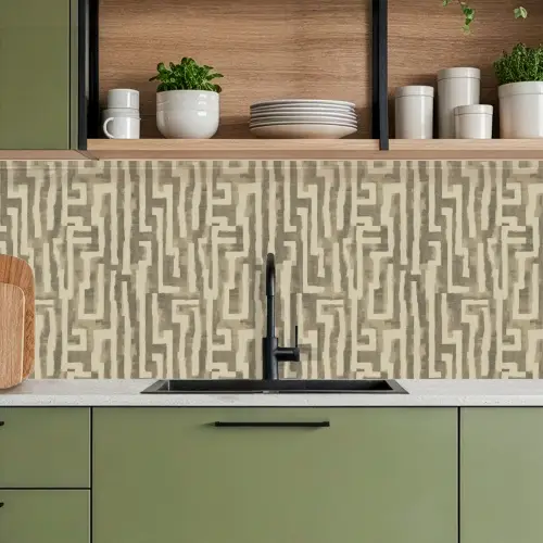 Abstract - Geometrisch - Groen keuken achterwand 2 middel 871 -sfeer3